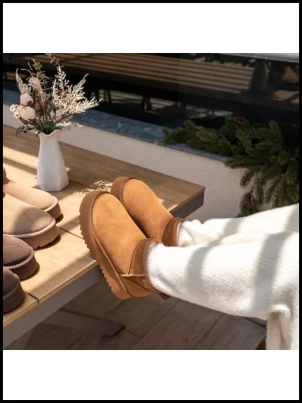 Genuine Suede Platform Ankle Snow Boots with Wool Insoles